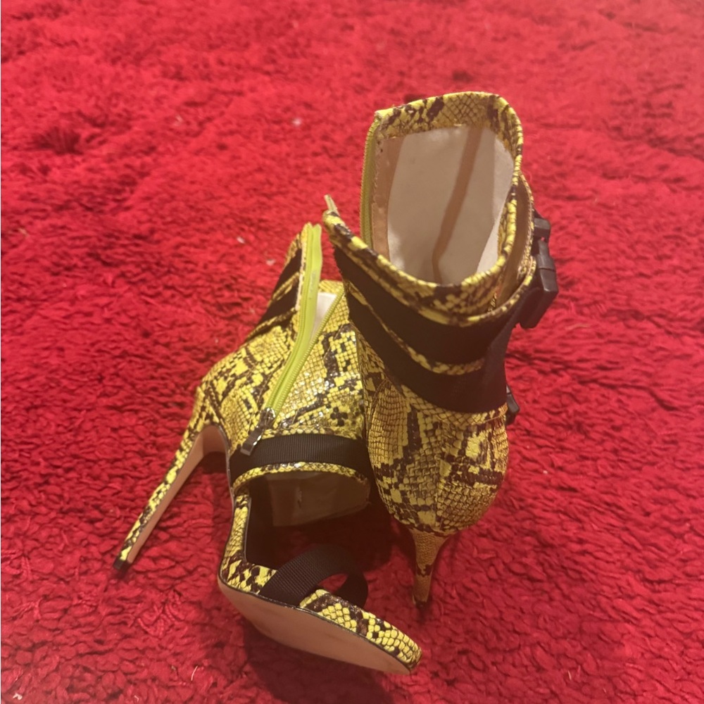 Yellow and black Simmi Sandal/boots-faux leather and faux snakeskin print
